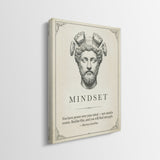 Side view of the Stoic Mindset Marcus Aurelius quote canvas showing the gallery-wrapped edge