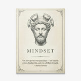 Stoic Mindset Marcus Aurelius bust quote canvas print on cream, gallery-wrapped and ready to hang
