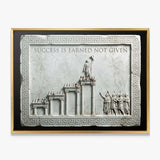 Success Is Earned Not Given marble canvas in a gold floating frame