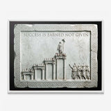 Success Is Earned Not Given marble canvas in a white floating frame