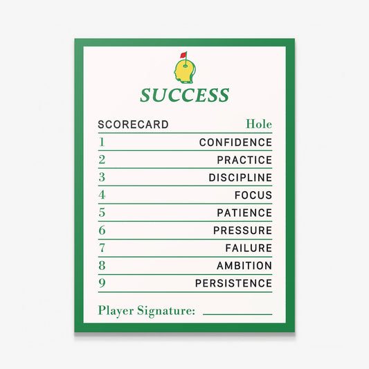 Success Scorecard golf canvas wall art print