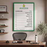 Success Scorecard golf wall art canvas in a modern study