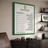Success Scorecard golf wall art canvas at an angle on a wall