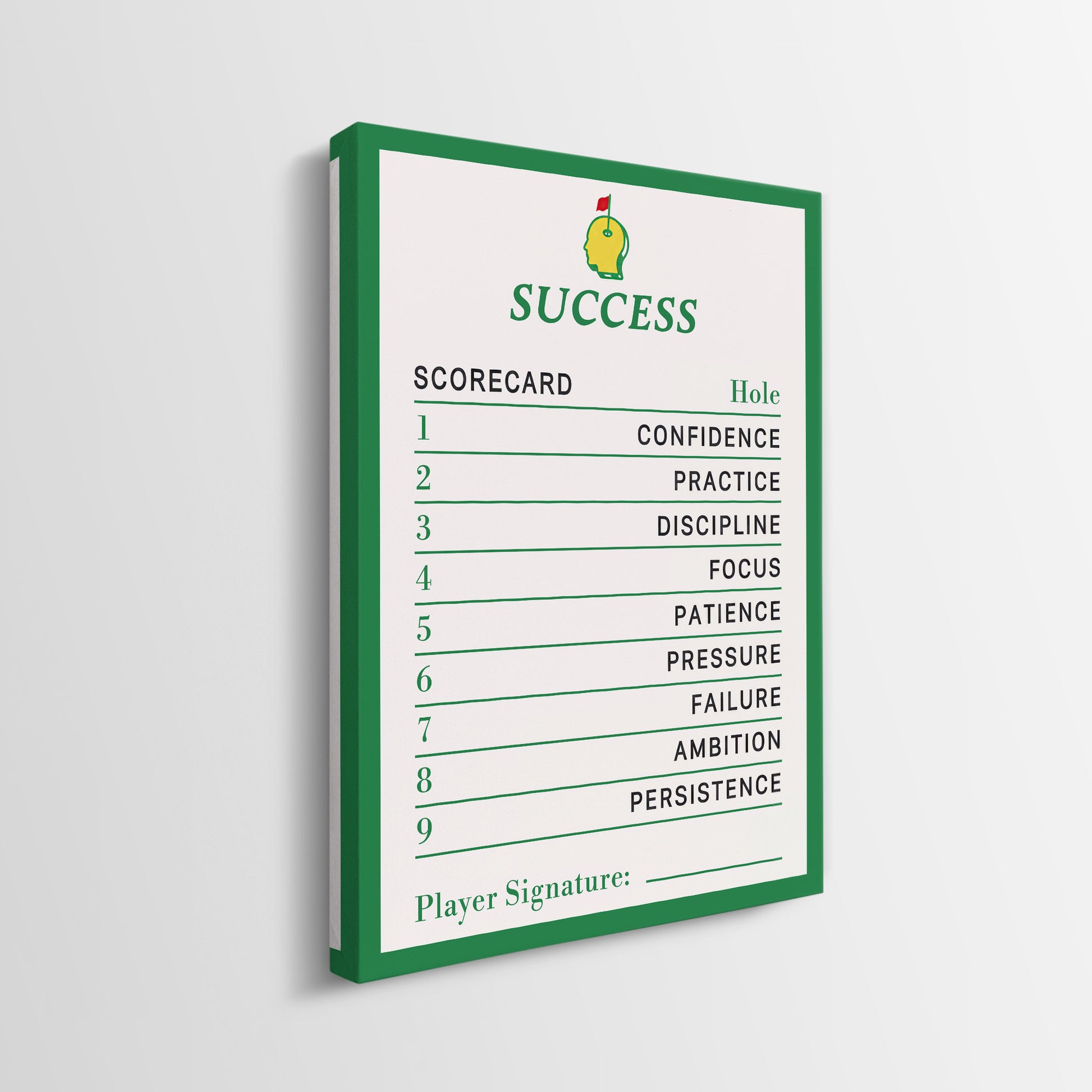 Success Scorecard golf canvas gallery-wrapped side edge