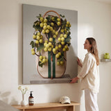 Person admiring the tennis bag canvas print in a styled interior