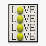 Tennis Love canvas in a black floating frame