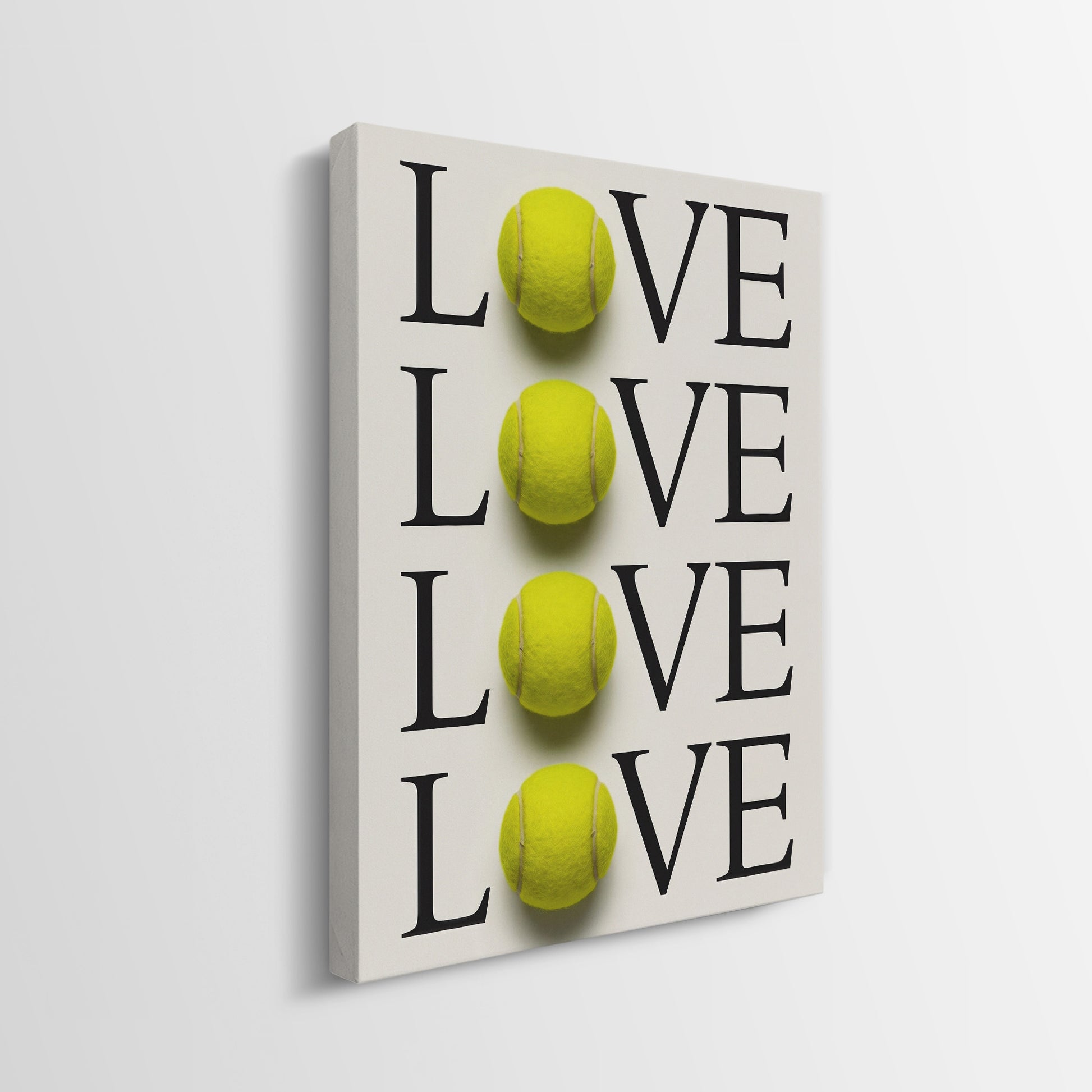 Side profile of the Tennis Love gallery-wrapped canvas edge