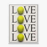 Tennis Love canvas in a white floating frame