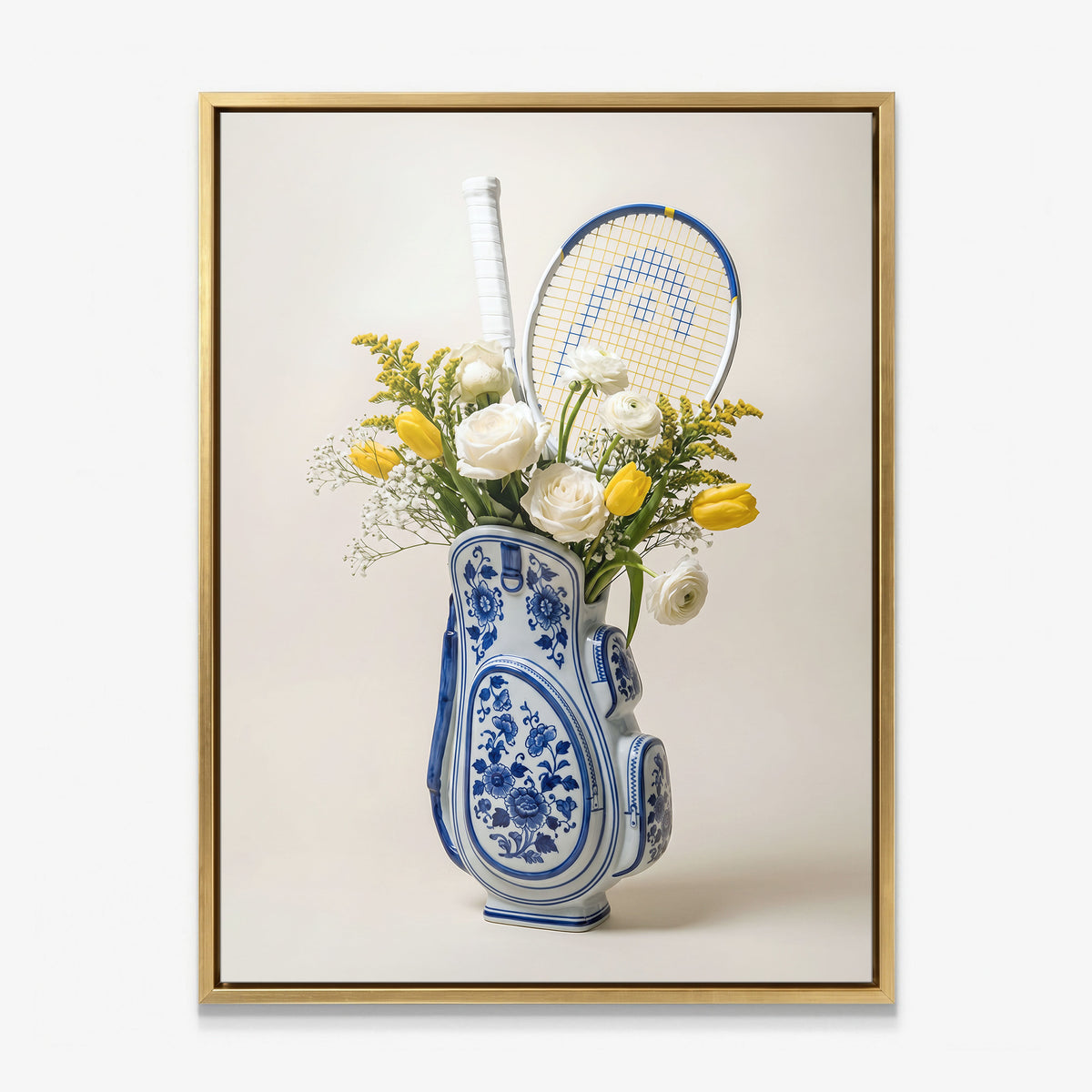 Tennis Vase canvas with gold frame