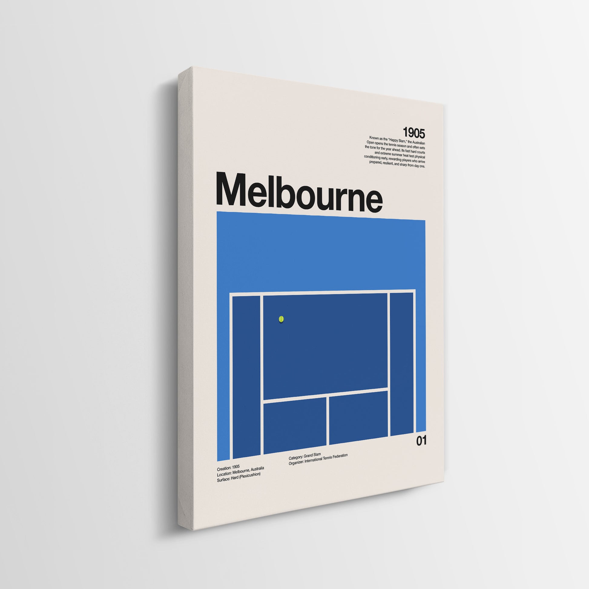 Side profile of the The Aussie Slam tennis gallery-wrapped canvas edge