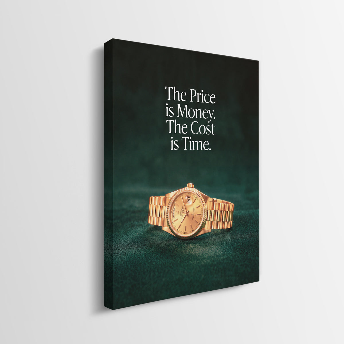 The Cost Is Time gallery wrapped canvas, side view