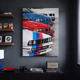 The Four coupe generation lineage canvas wall art in a modern home office