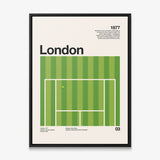 The London Slam tennis canvas in a black floating frame