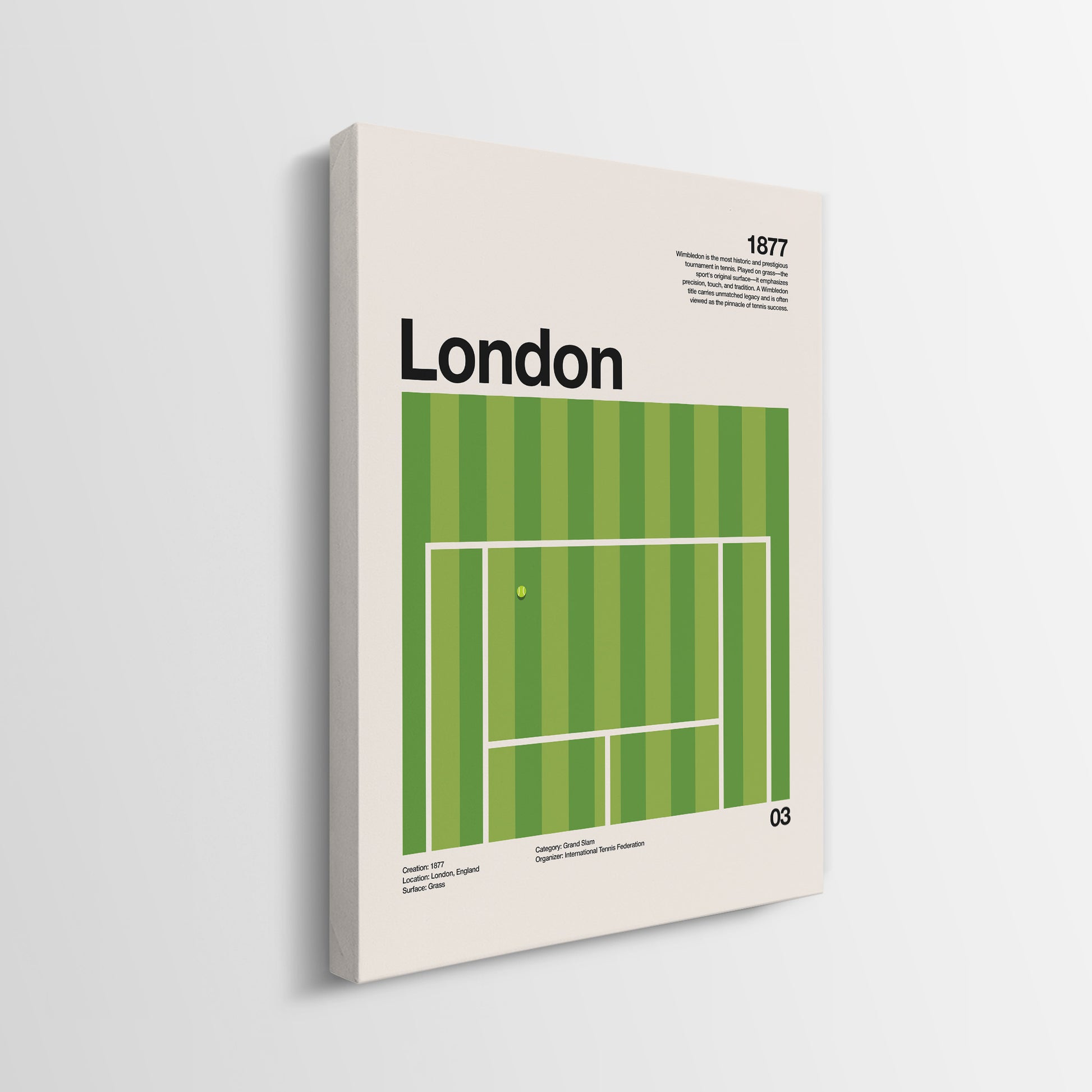 Side profile of the The London Slam tennis gallery-wrapped canvas edge