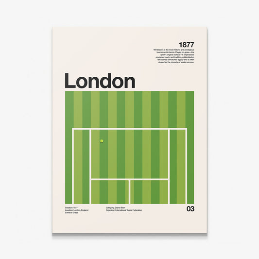 The London Slam tennis wall art on a gallery-wrapped canvas