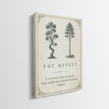 Side view of The Misfit tree quote canvas showing the gallery-wrapped edge