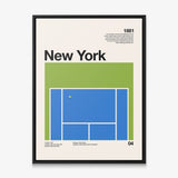 The New York Slam tennis canvas in a black floating frame