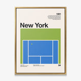 The New York Slam tennis canvas in a gold floating frame
