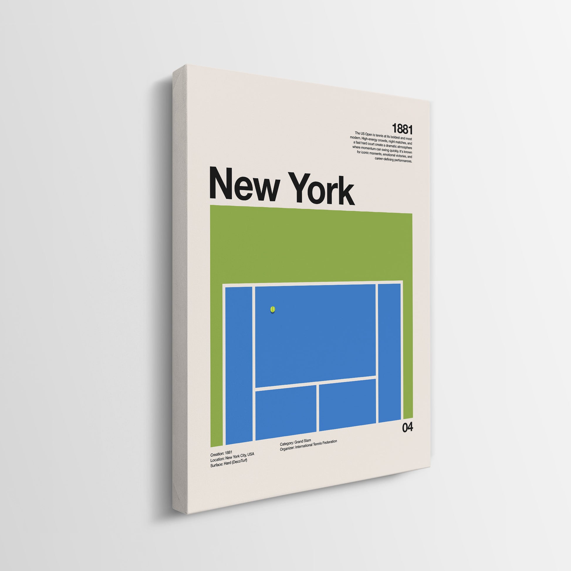 Side profile of the The New York Slam tennis gallery-wrapped canvas edge