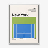 The New York Slam tennis canvas in a white floating frame