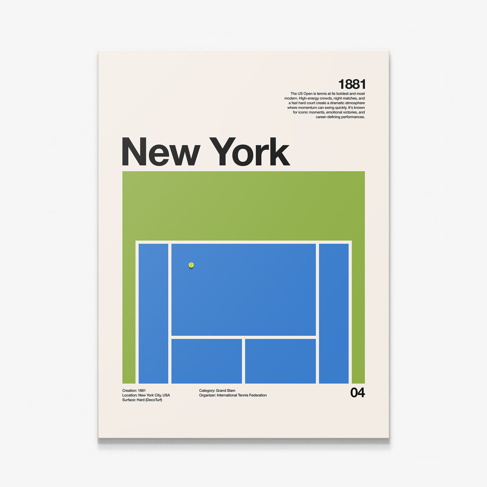 The New York Slam tennis wall art on a gallery-wrapped canvas