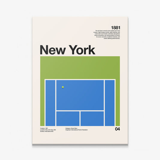 The New York Slam tennis wall art on a gallery-wrapped canvas