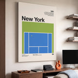 The New York Slam tennis canvas print at an angle showing the gallery-wrapped edge