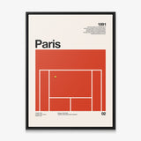 The Paris Slam tennis canvas in a black floating frame