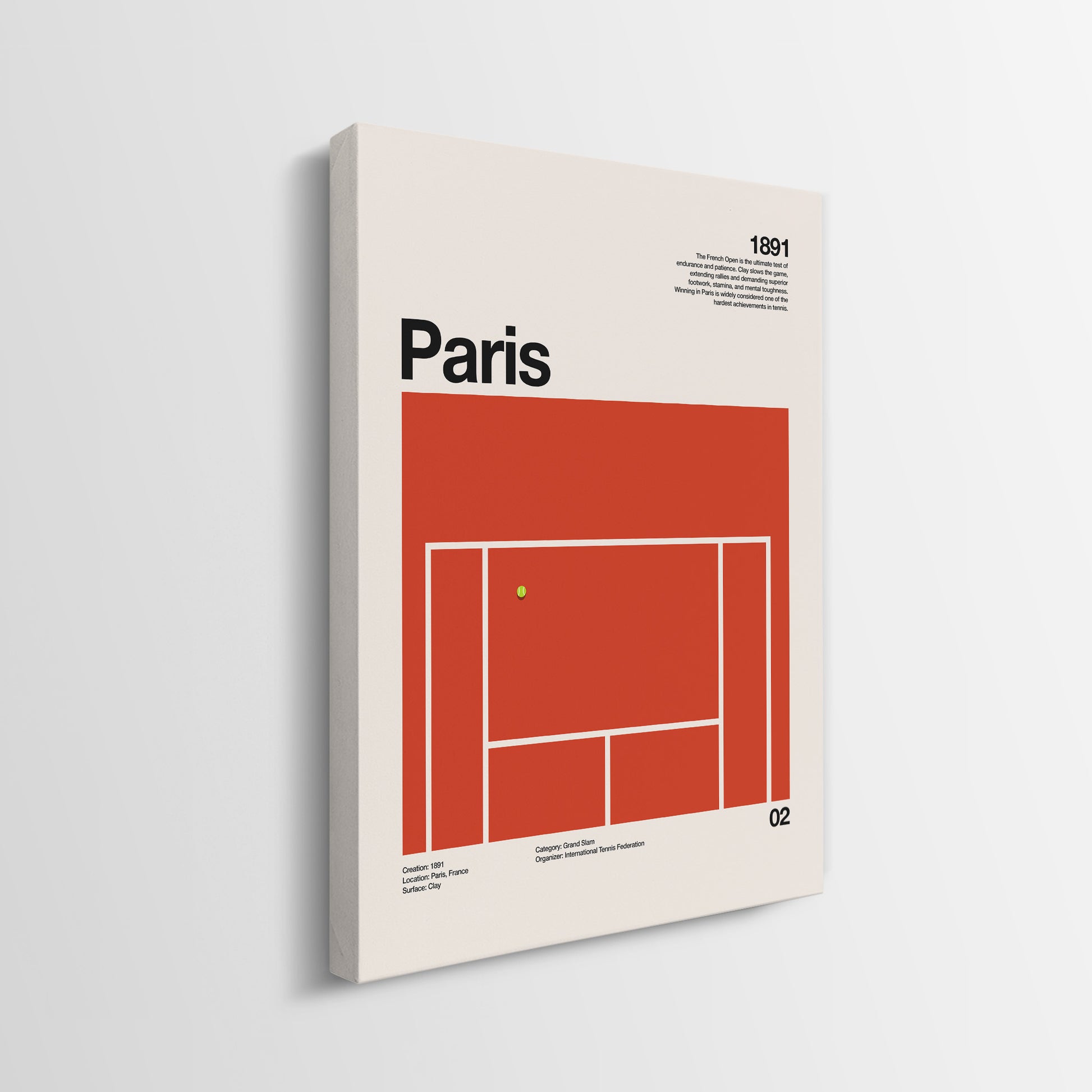 Side profile of the The Paris Slam tennis gallery-wrapped canvas edge