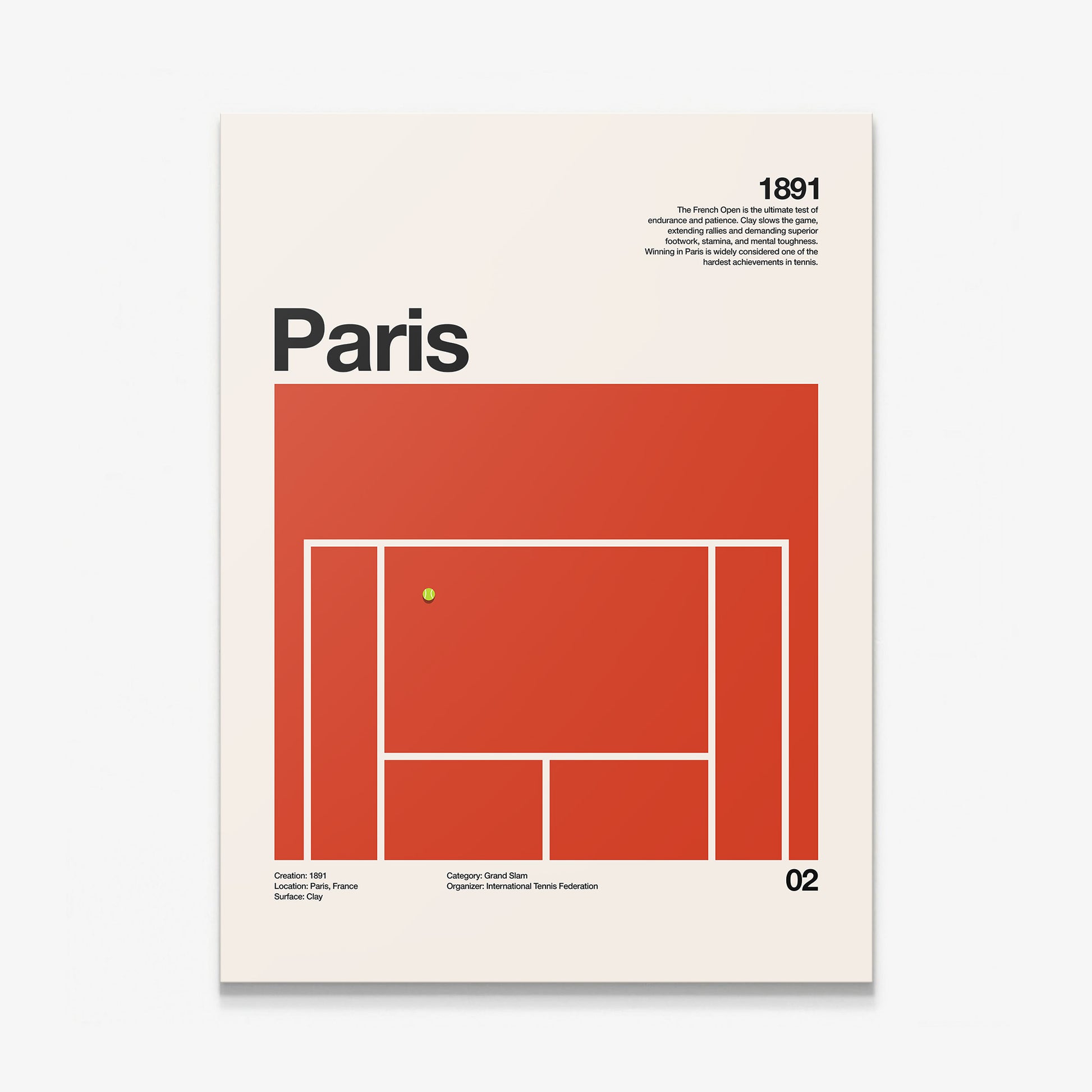 The Paris Slam tennis wall art on a gallery-wrapped canvas