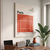 The Paris Slam tennis canvas print at an angle showing the gallery-wrapped edge