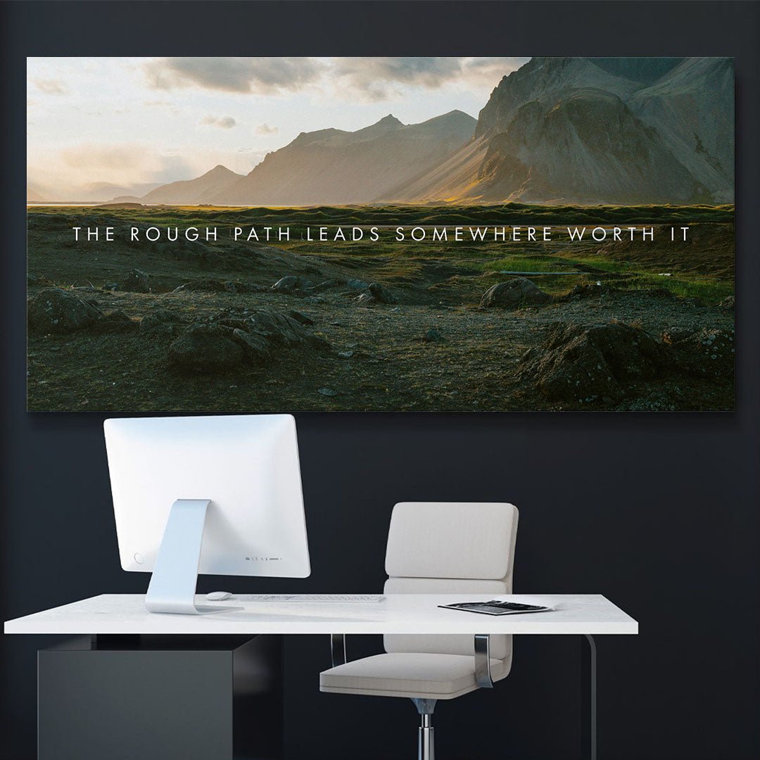 The Rough Path Leads Somewhere Worth It motivational canvas wall art