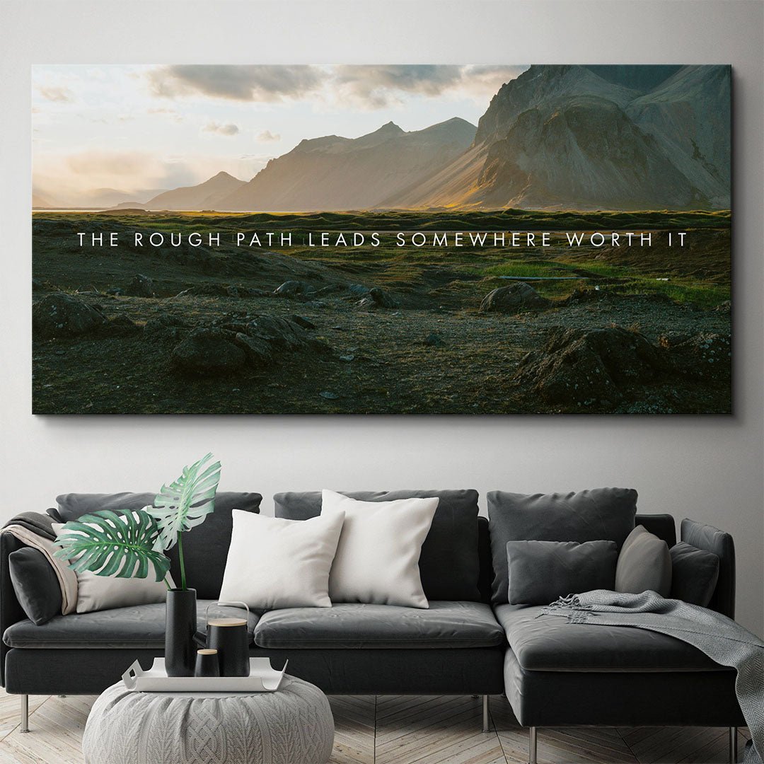 The Rough Path Leads Somewhere Worth It motivational canvas wall art