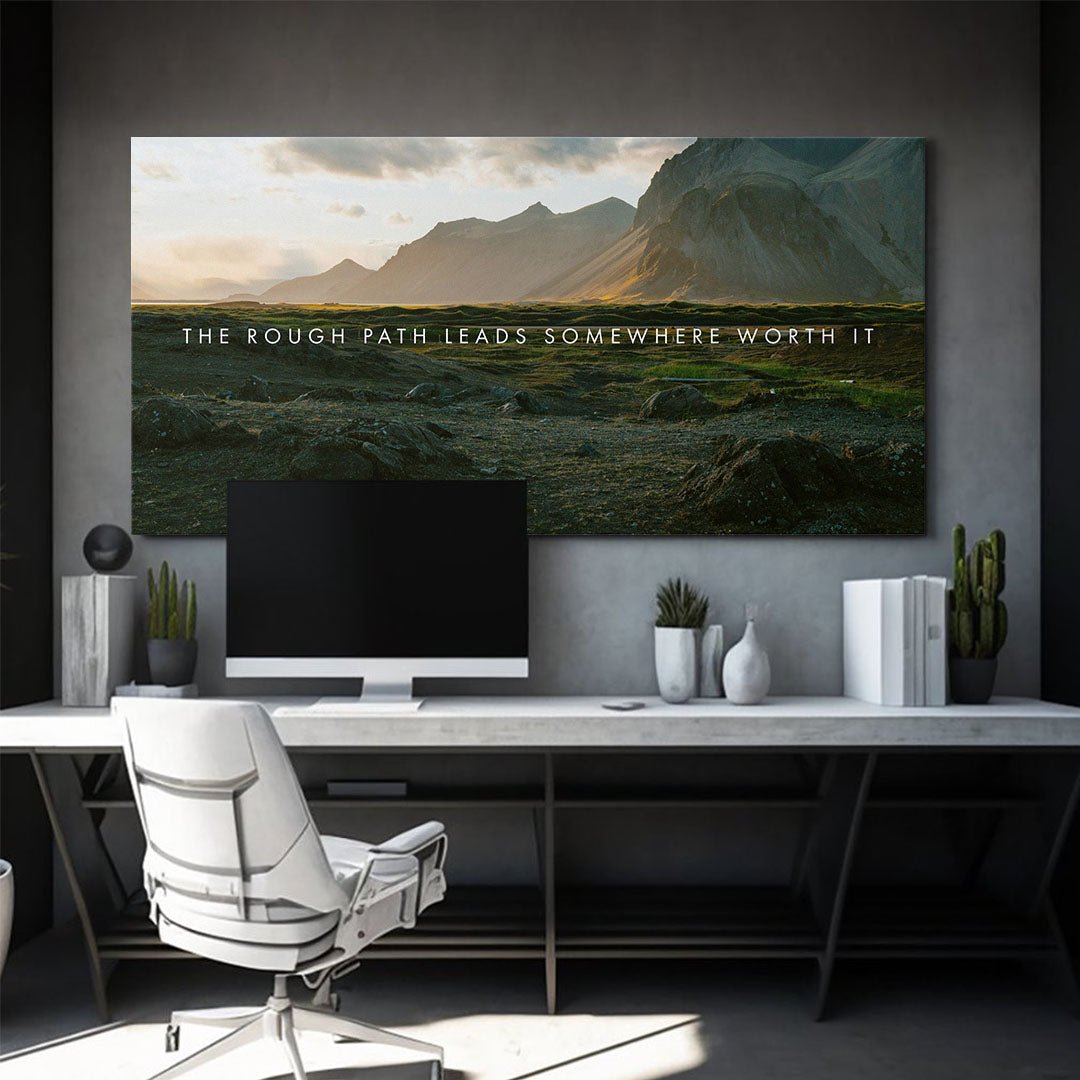 The Rough Path Leads Somewhere Worth It motivational canvas wall art