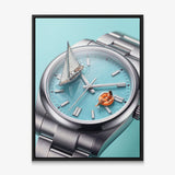 Time For A Swim watch canvas in a black floating frame