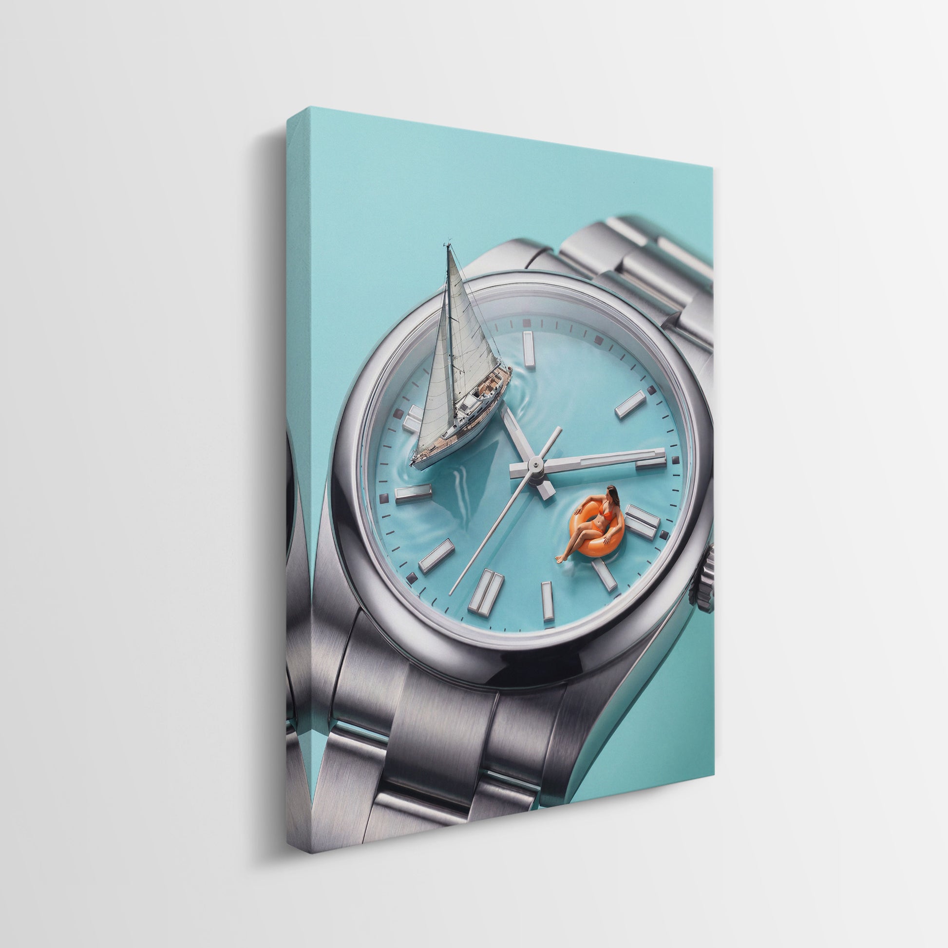 Time For A Swim watch canvas showing the gallery-wrapped side edge