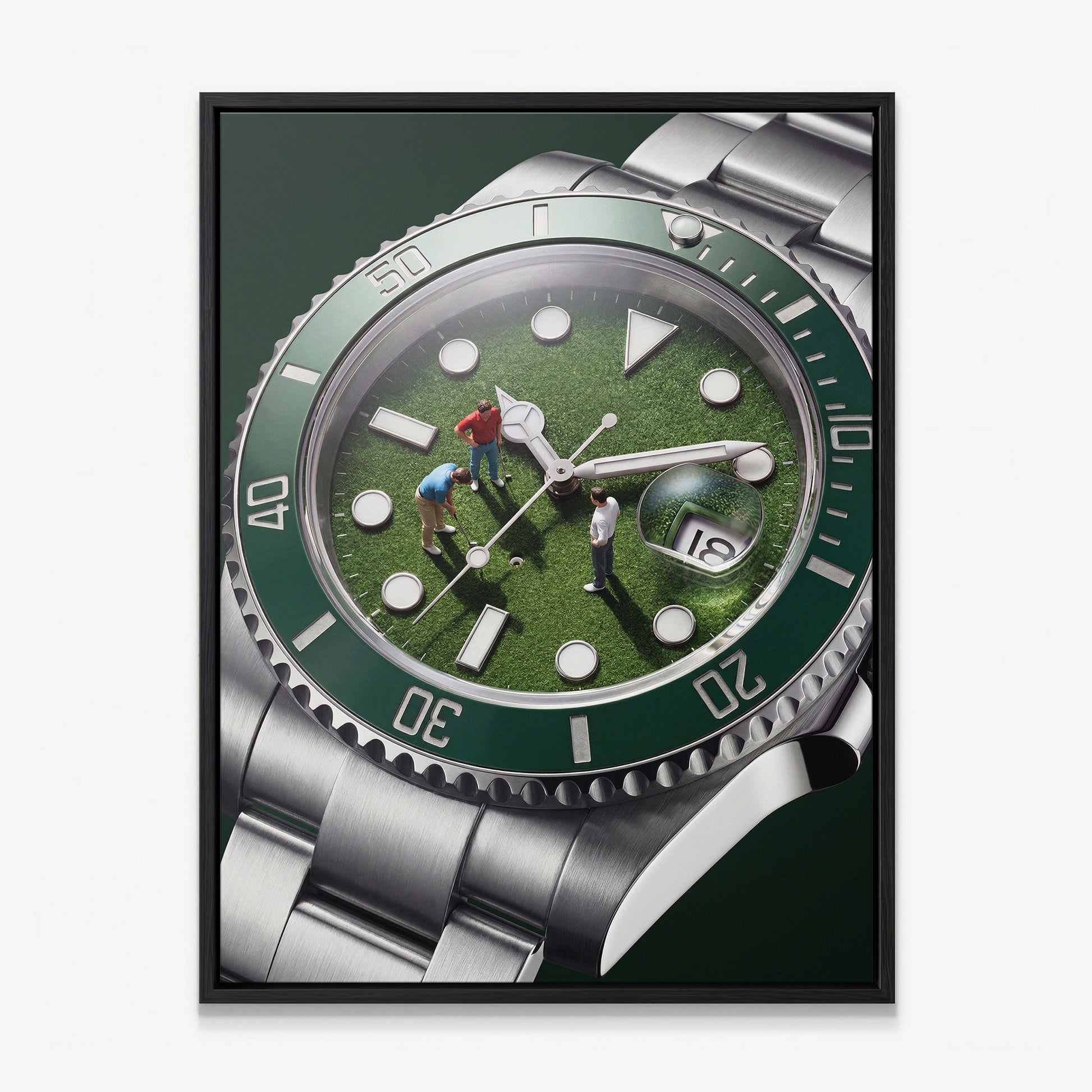 Time For Golf watch canvas in a black floating frame