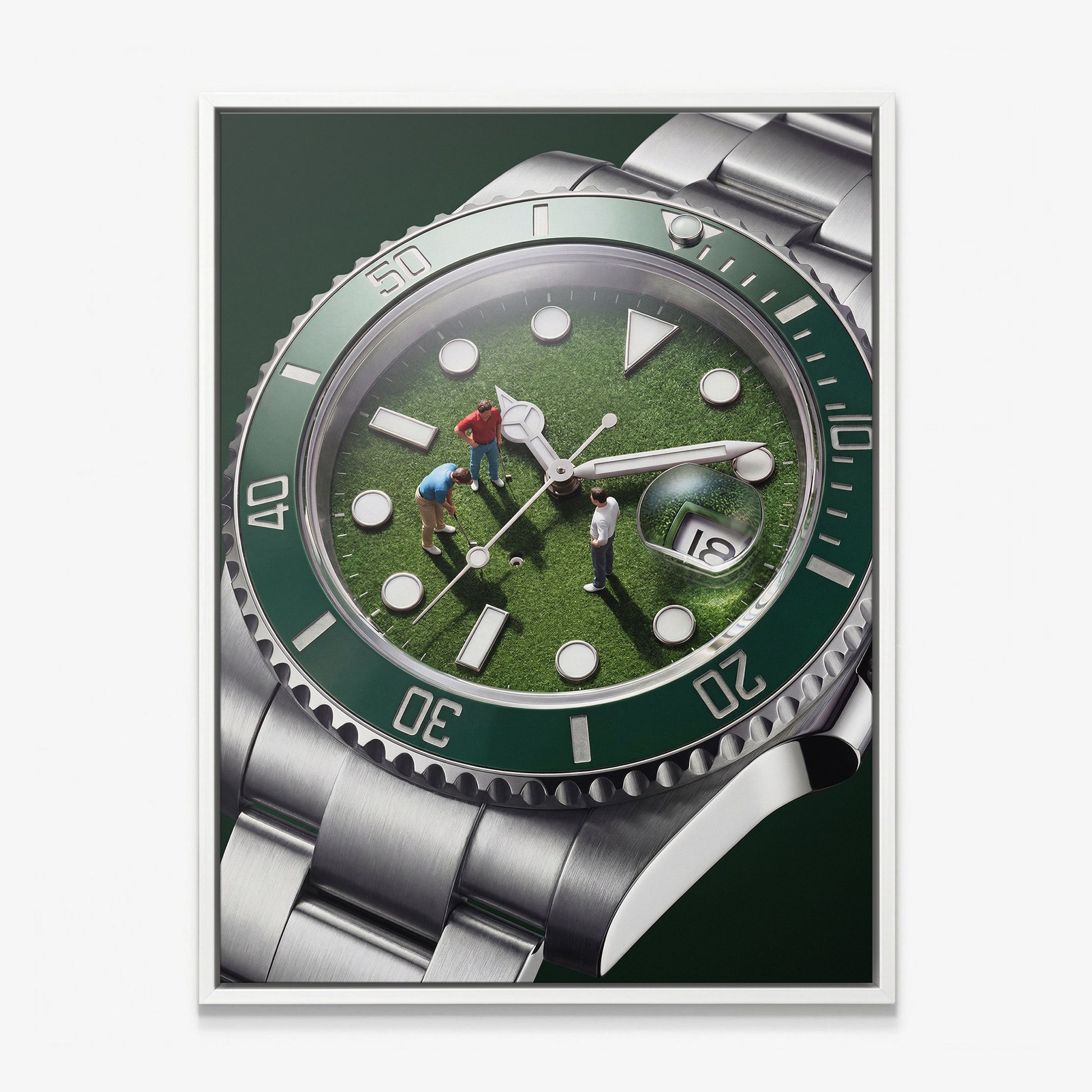 Time For Golf watch canvas in a white floating frame