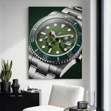 Time For Golf watch wall art canvas above a black sideboard with golf accessories