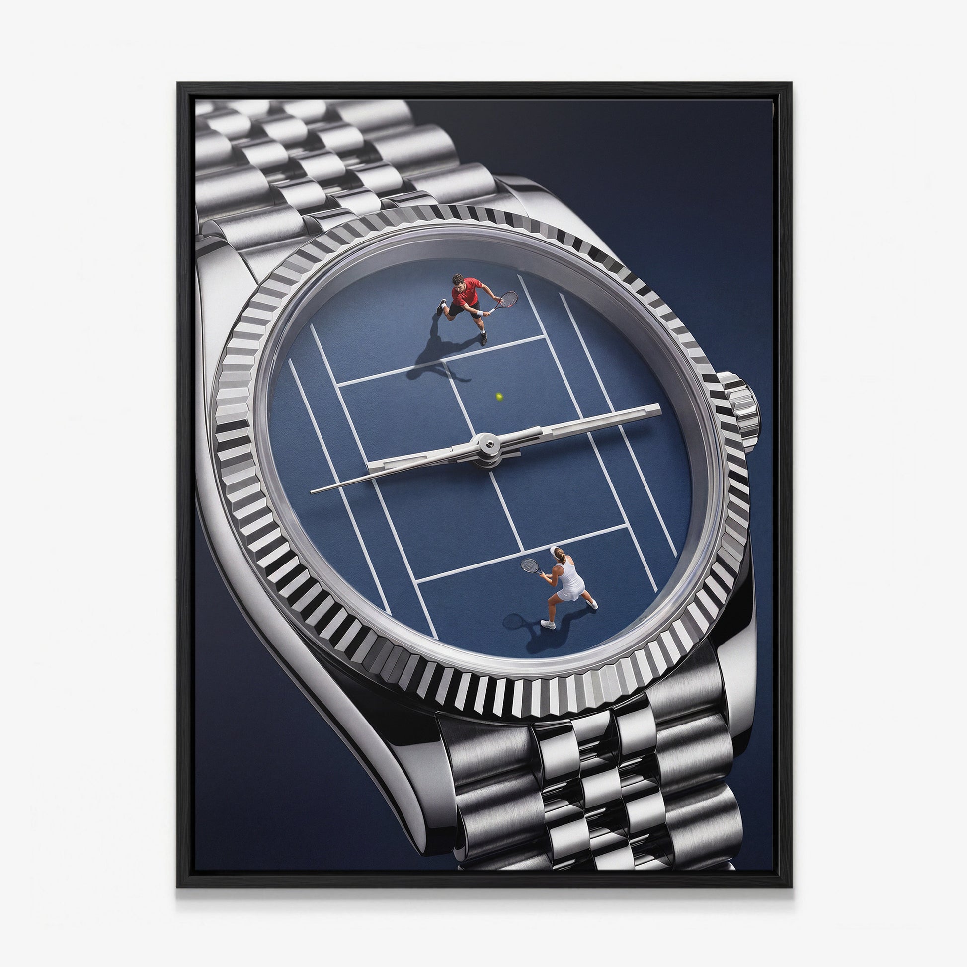Time For Tennis watch canvas in a black floating frame
