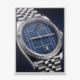 Time For Tennis watch canvas in a white floating frame