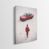 Tokyo Slide German coupe drifting on a neon city street canvas wall art side profile