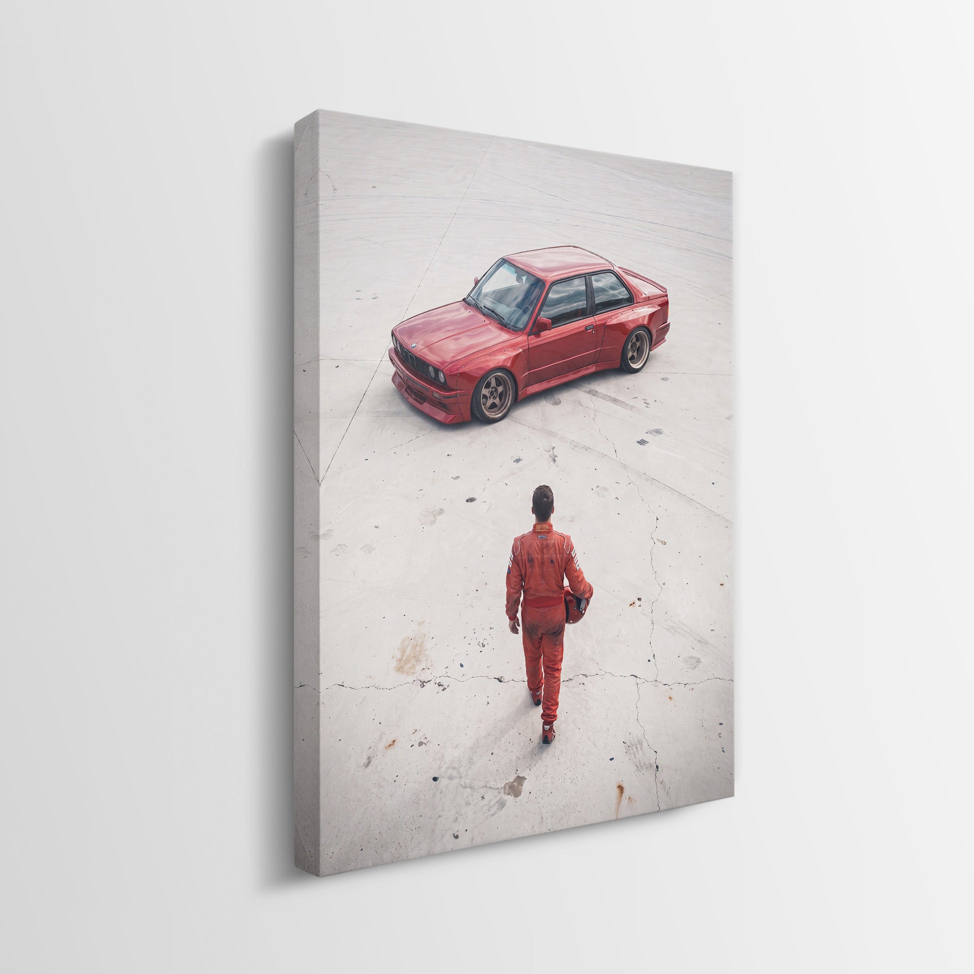 Tokyo Slide German coupe drifting on a neon city street canvas wall art side profile