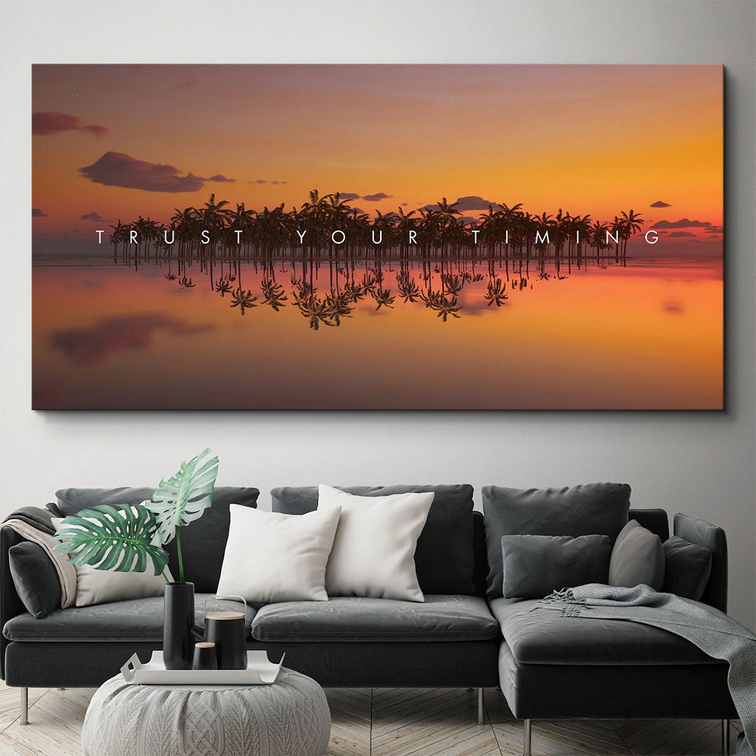 Trust Your Timing motivational canvas wall art