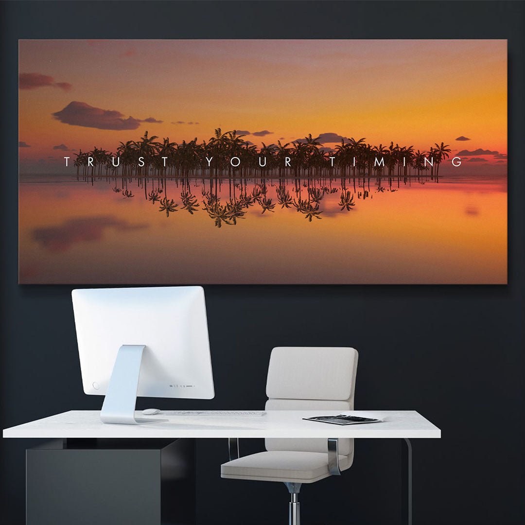Trust Your Timing motivational canvas wall art