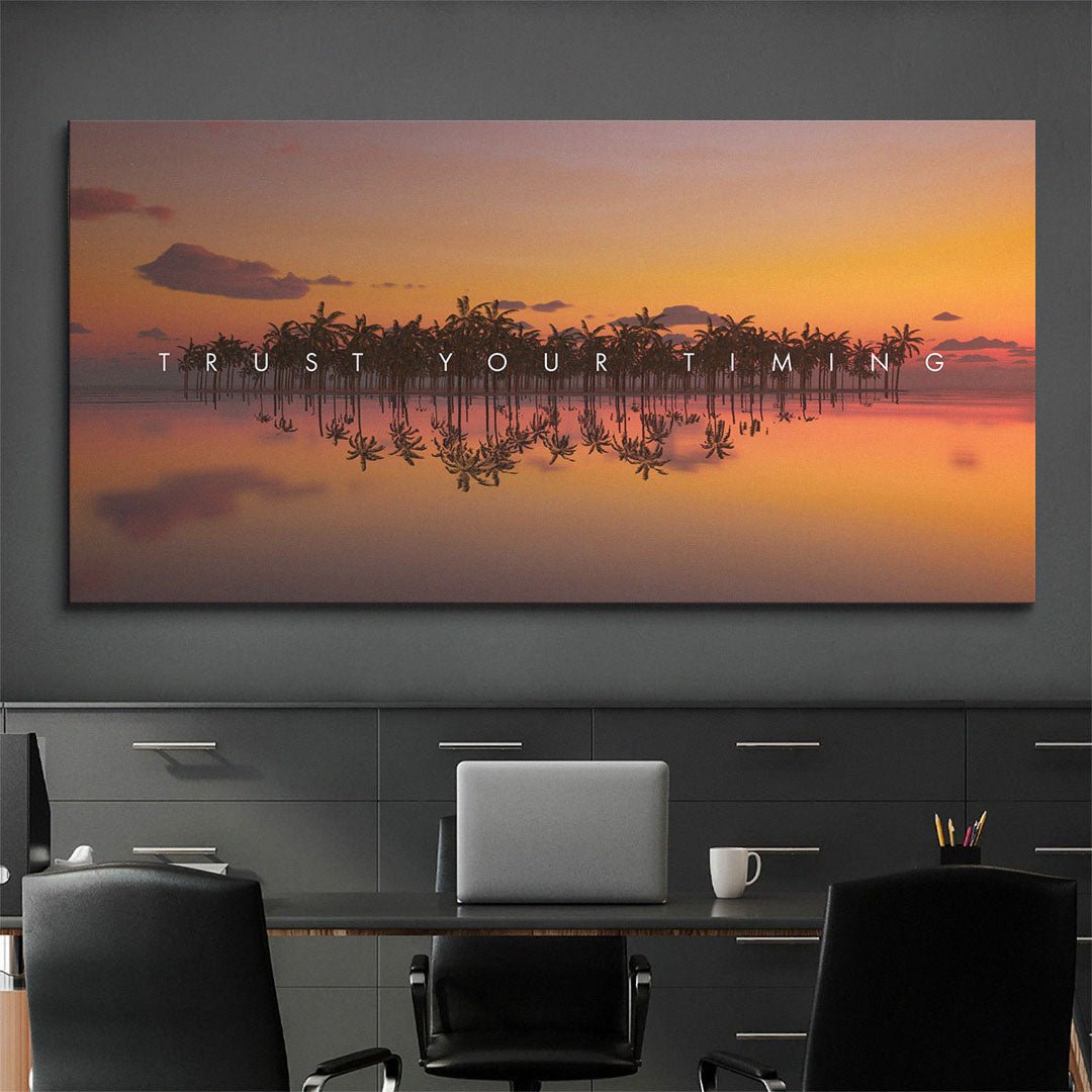 Trust Your Timing motivational canvas wall art