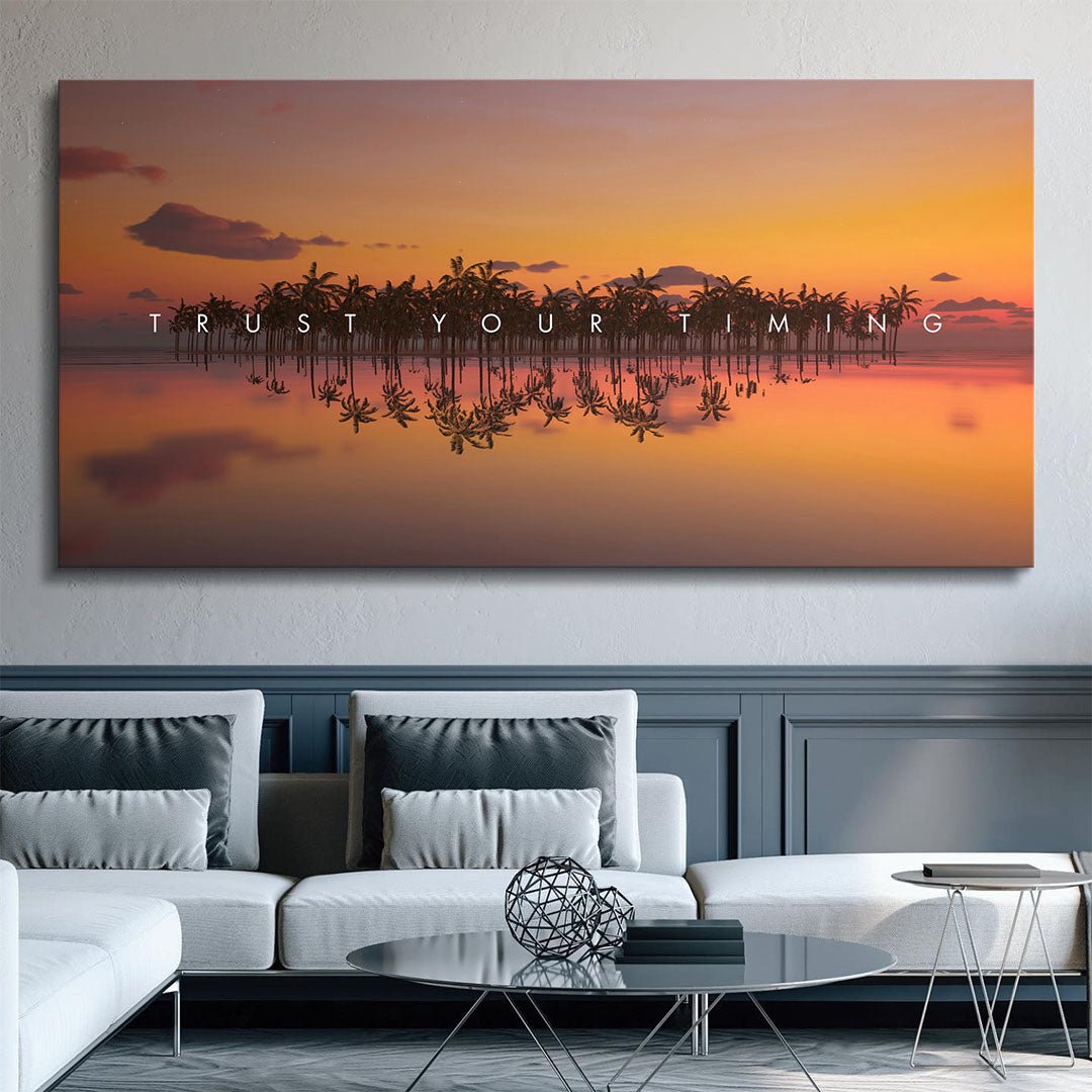 Trust Your Timing motivational canvas wall art
