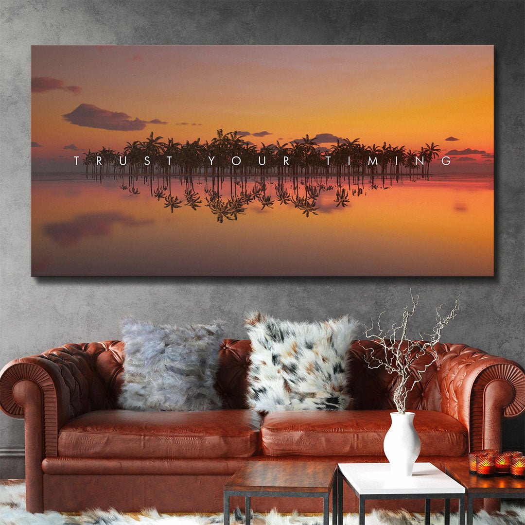 Trust Your Timing motivational canvas wall art