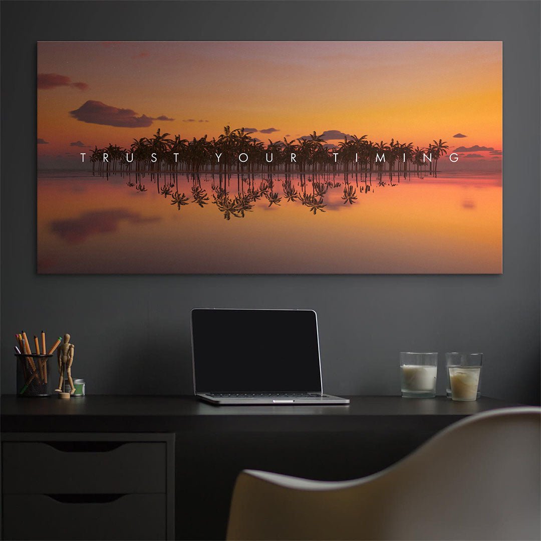 Trust Your Timing motivational canvas wall art