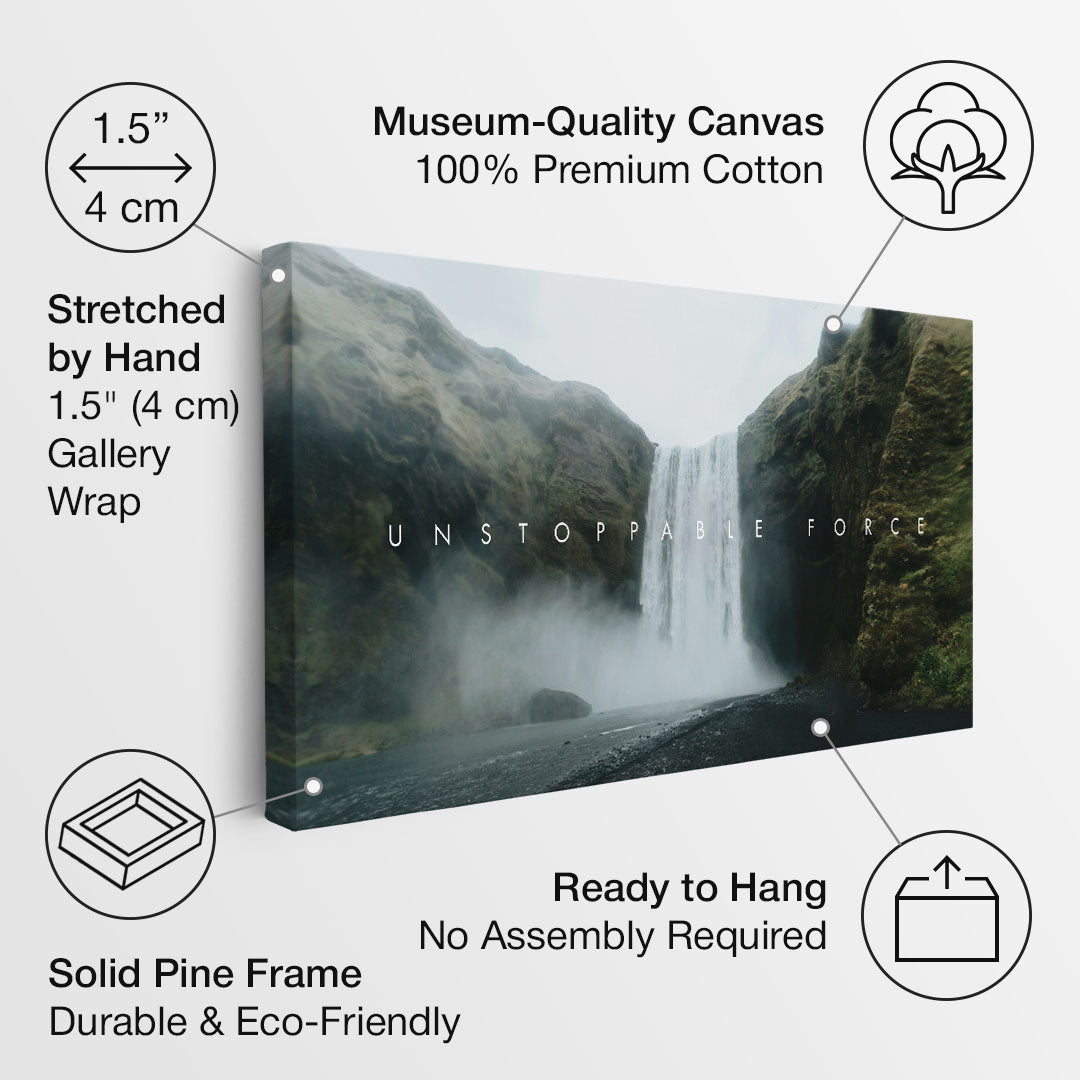 Unstoppable Force motivational canvas wall art